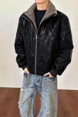 加绒加厚蛇纹亮片棉衣潮牌美式座山雕皮衣男D54135-TP80158，男装皮衣，电商A102