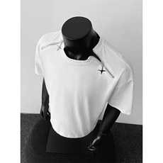 极简先锋风肩侧双拉链T恤星星金属装饰宽松小众上衣HY348TP35控58，男装T恤，电商A102B