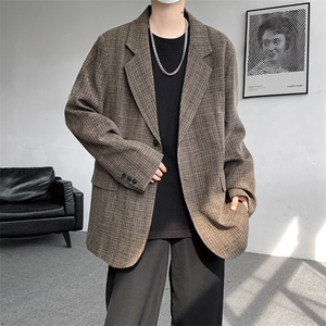 8XL-M美式复古格纹廓形西服外套男痞帅高级感休闲西装XF001P115图片