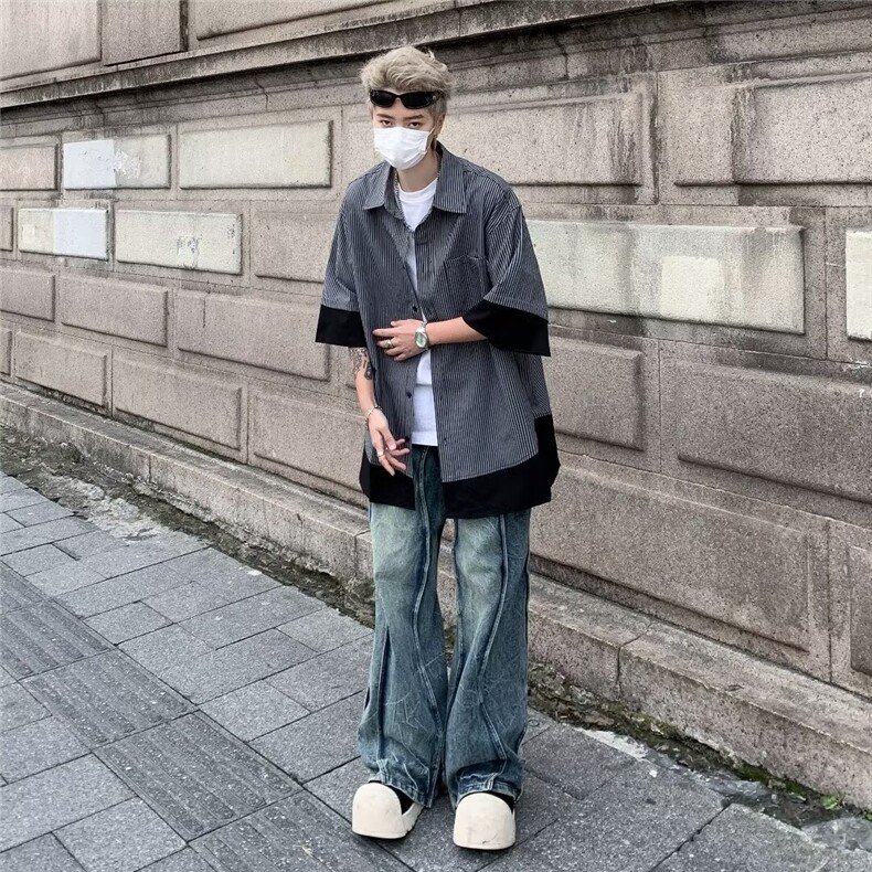 男士短袖春季2024假两件新款衬衫C5103P33,男装衬衫,星座1116-2
