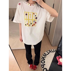 网图有货美式嘻哈图章刺绣短袖T恤男女情侣宽松上衣A609-P35，男装T恤，星座1505