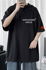 LD54244-P45NASA连帽短袖t恤男大码胖子带帽五分袖中袖，男装T恤，电商A040