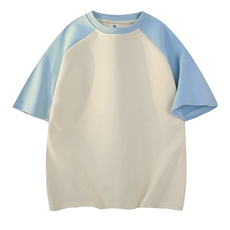 杏色拼天蓝袖