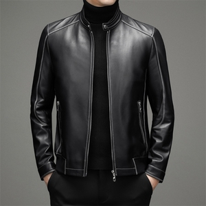 DLSN88155新款2021皮衣男头层牛皮夹克立领商务休闲男P880图片