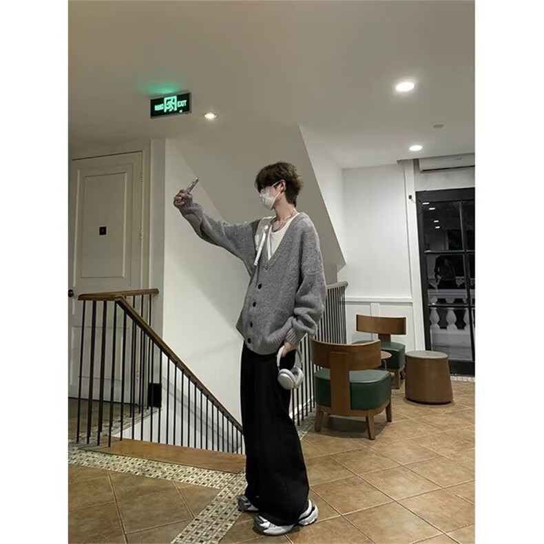 秋冬季针织开衫外套男女慵懒风v领毛衣穿搭休闲上衣MZ835-P49,男装针织衫/毛衣,星座412-3
