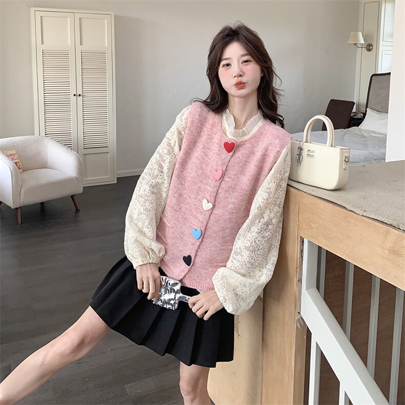 设计感彩色针织马甲上衣两件套女2025春秋季新款韩系显瘦减龄上衣，女装马甲，维壹