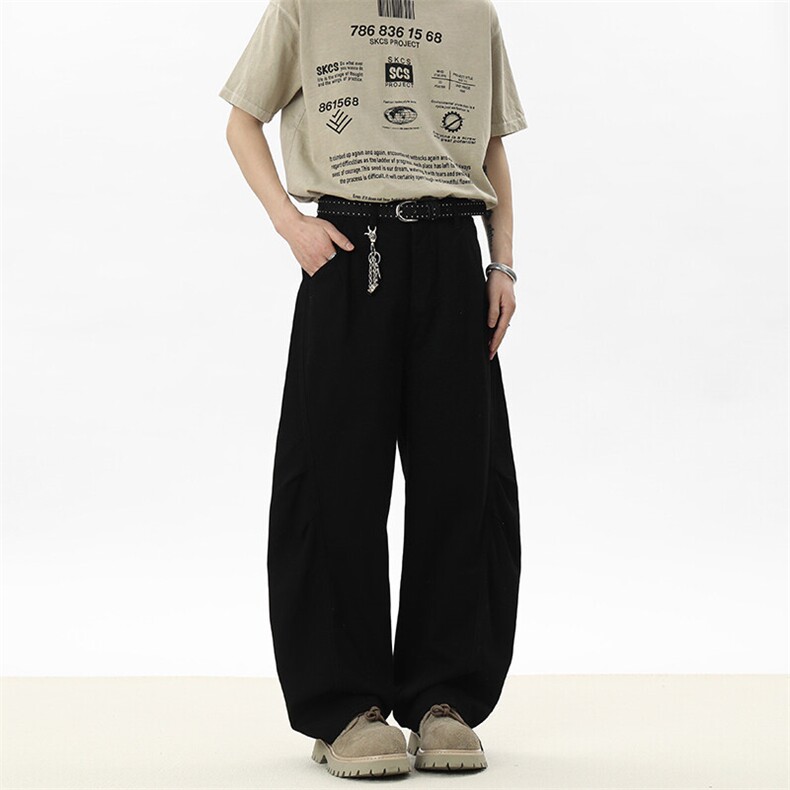 C315-XT049现货数据款弯刀立体裁剪褶位休闲裤(P65X89)12,男装休闲裤,电商C315