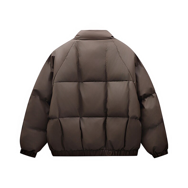 冬季网红吐司方格pu皮蓬松加厚保暖棉服防水棉衣M2509-P95,男装棉衣,电商A128