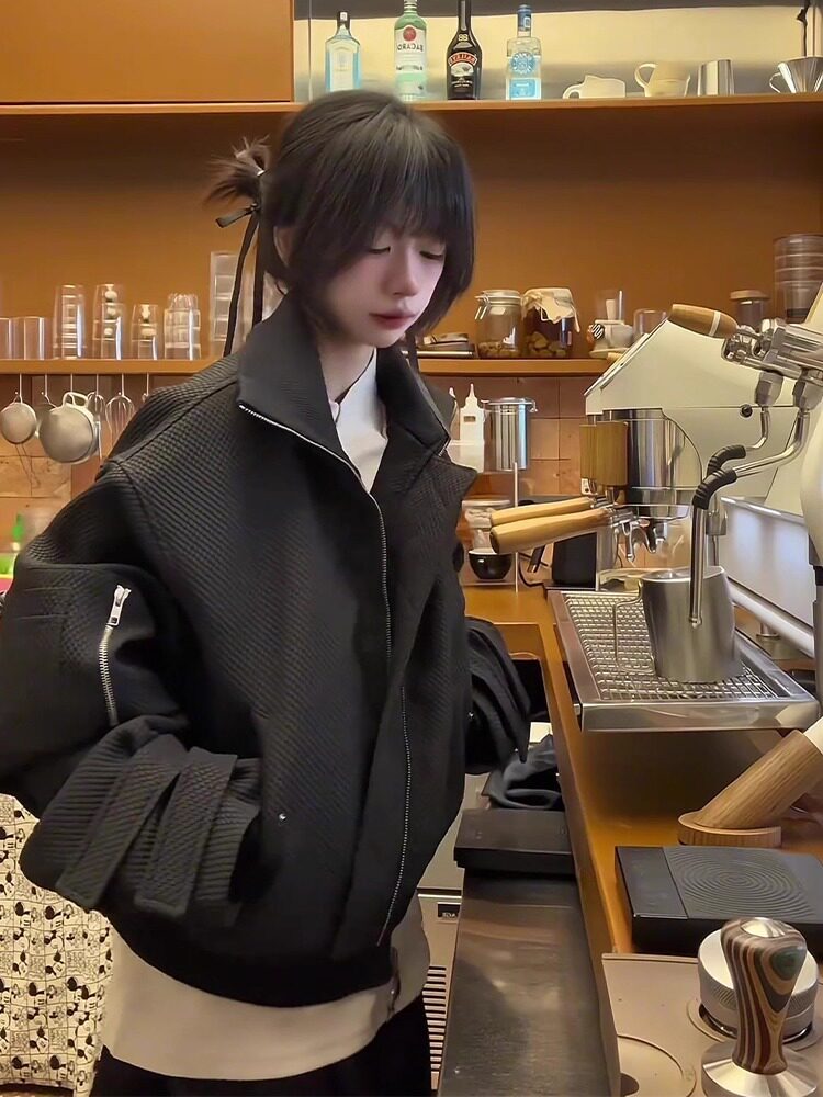 美式翻领夹克男款春秋设计感工装外套解构短款棒球服LJK5066-P75,男装夹克,星座1008