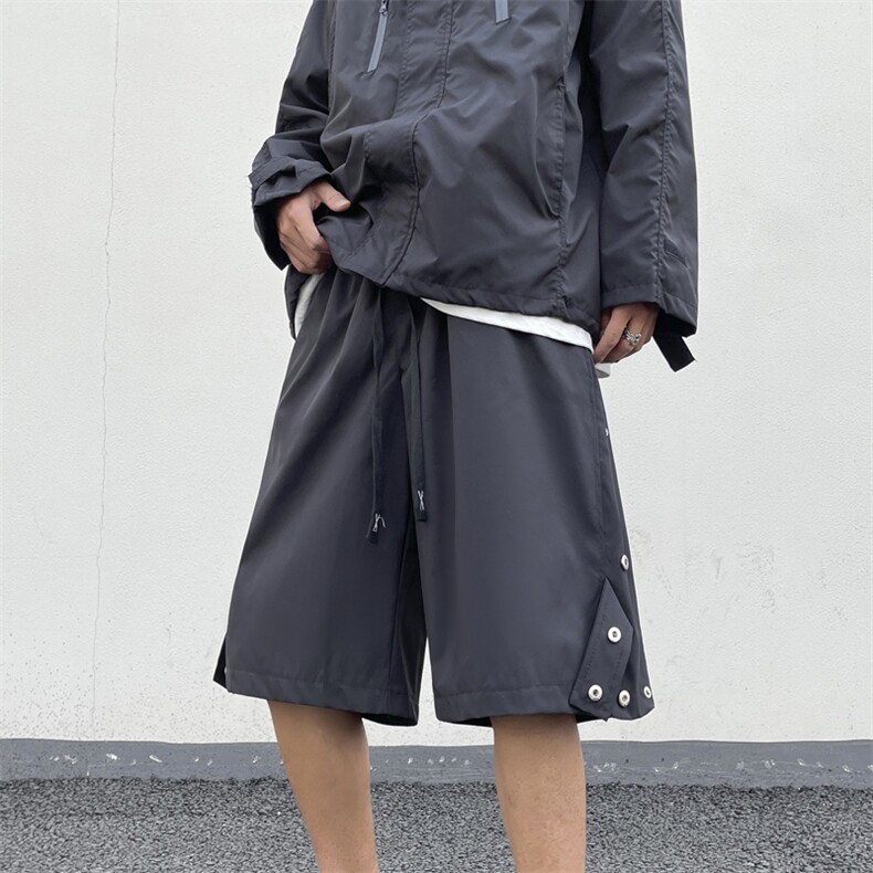 夏款男短裤冰丝工装织带按扣直筒宽松冲锋裤D507P30,男装牛仔裤,星座1013-1