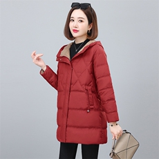 时尚中长款修身显瘦保暖羽绒服女，女装羽绒服，依恋蒂丝