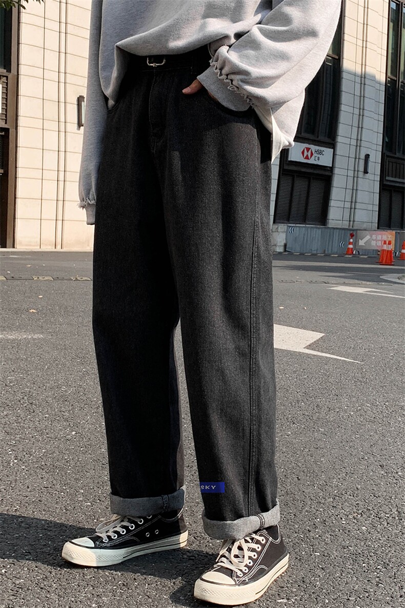 NK44202-P38直筒牛仔裤男士大码宽松九分裤男休闲长裤子男,男装牛仔裤,电商A040