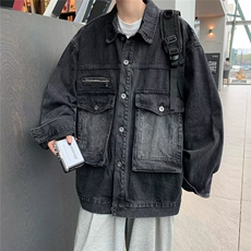渐变牛仔外套港风设计感小众春秋潮牌情侣装工装夹克男W4422-P65，男装大码男装，星座412-2