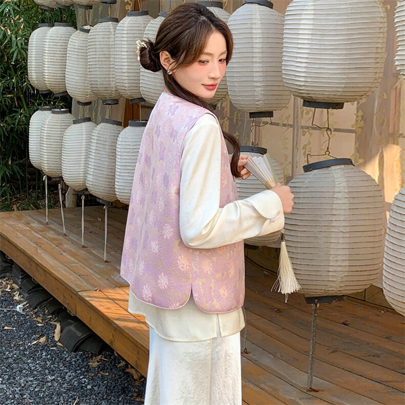 2026春季新款新中式g风提花刺绣设计感百搭无袖马甲,女装马甲,超帛