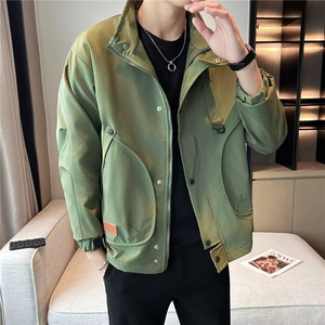 2024新款纯色工装夹克男士秋季外套百搭修身韩版立领衣服D09/P60图片
