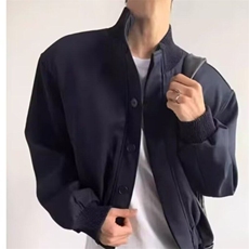 Q29/P66美式高街垫肩短款外套男款春秋高级感廓形立领飞行员夹克，男装夹克，星座1506