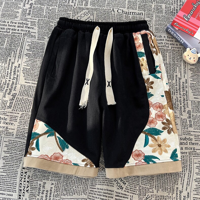 2025夏季时尚潮刺绣五分短裤k40-p50-控78，男装牛仔裤，星座816A（原B366）