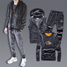 冬季男士金丝绒卫衣套装运动服双面加绒休闲服三件套DS256T，男装卫衣，电商A102