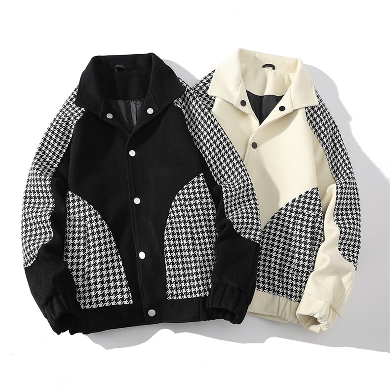 秋冬毛呢夹克男外套男小香风棒球服男加厚G500-P105加绒P125白底C,男装夹克,星座401