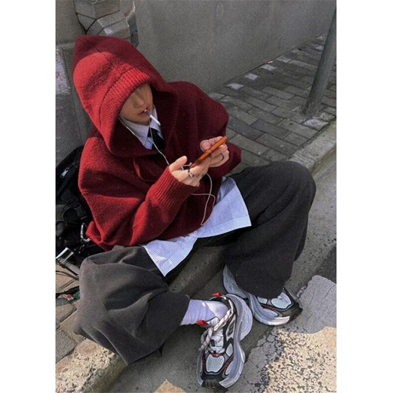 冬季新款连帽V领针织衫毛衣慵懒风美式复古青少年套头M7378,男装针织衫/毛衣,星座1116A（原606A-3）