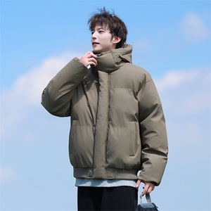 现货5W件冬季三防重磅boxy短款羽绒连帽PU皮棉衣外套防风加厚棉服图片