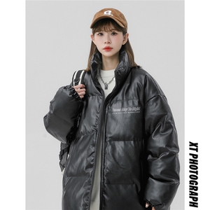 中性风 新款冬季时尚百搭宽松PU皮棉服外套MY455P115控158图片