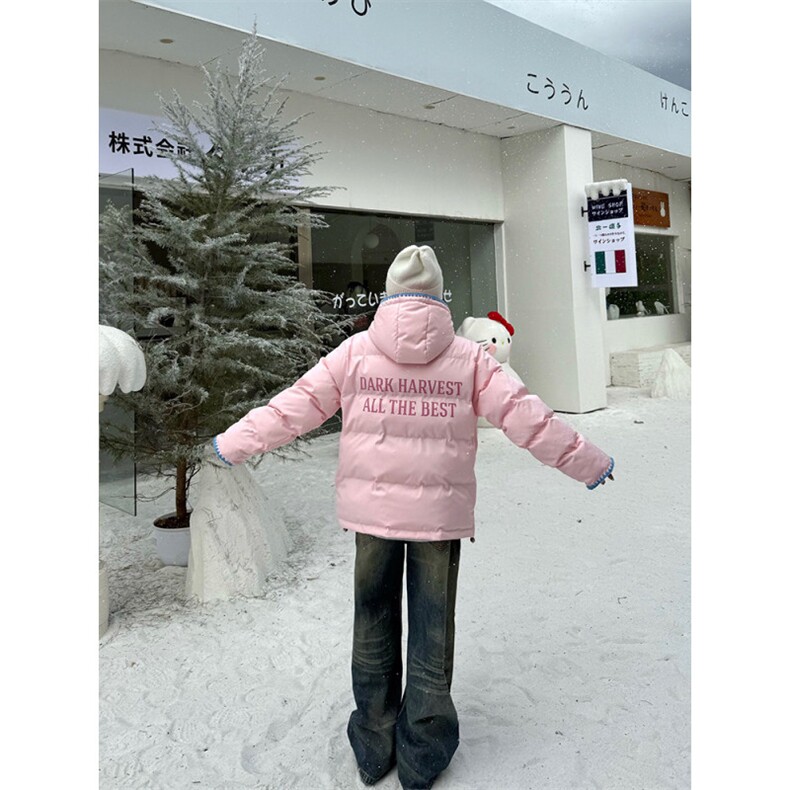 1506-1/M79211/P94连帽面包服棉服冬学院风保暖宽松撞色外套男女图片