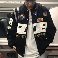机车赛车棉服外套男冬oversize棒球服美式高级感小众vibe高街棉衣，男装夹克，电商A089-1
