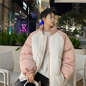 88 拼接色棉衣拉链撞色棉袄男女生情侣立领A177-M718-P48图片