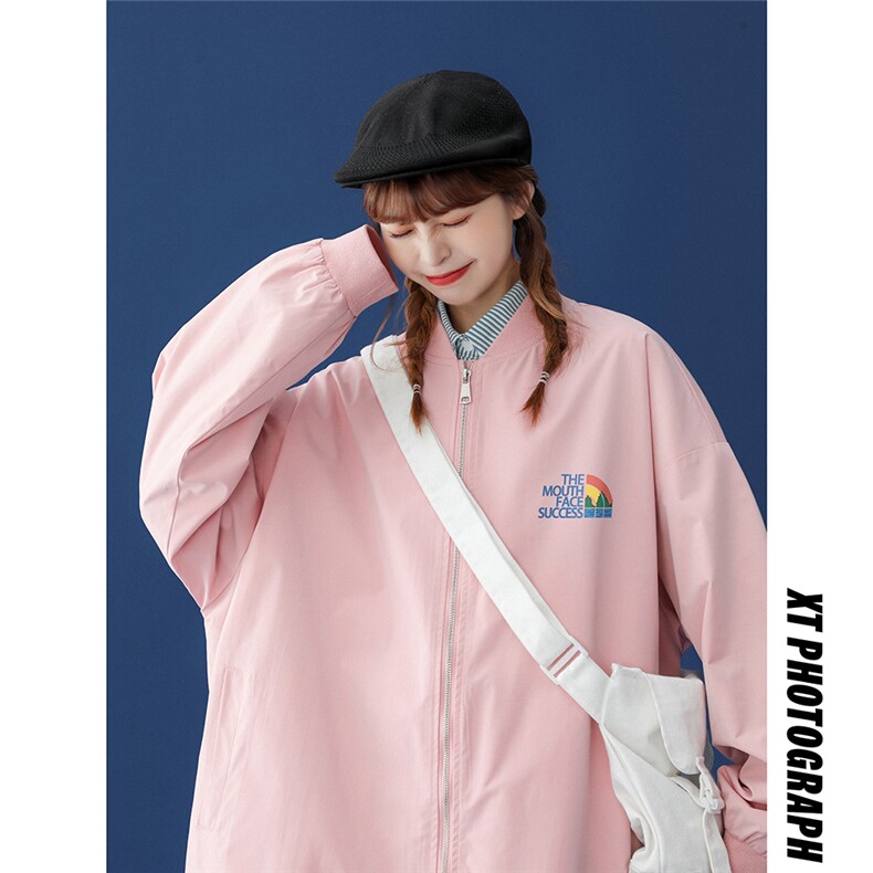春装衔接新款 流行炸街时尚印花宽松夹克棒球服外套 G05 P55控78图片