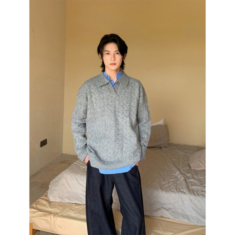 网图现货美式复古麻花毛衣男款秋冬慵懒风针织衫内搭长袖特P53,男装针织衫/毛衣,电商C306-1