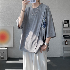 T10121-特批30控58百搭小熊吊坠冰丝短袖T恤夏季新款高品质大码，男装T恤，电商A059