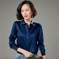 垂感白色衬衫女设计感小众上衣高级感抗皱醋酸缎面真丝长袖衬衣春，女装衬衫，宋氏羊绒
