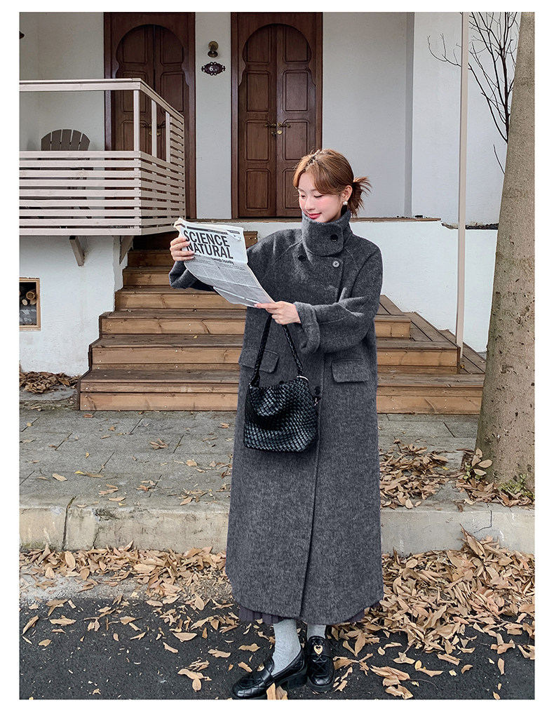 双面大衣女高级感气质洋气高个子长款毛呢外套冬,女装双面呢大衣,浙宝290（原306）