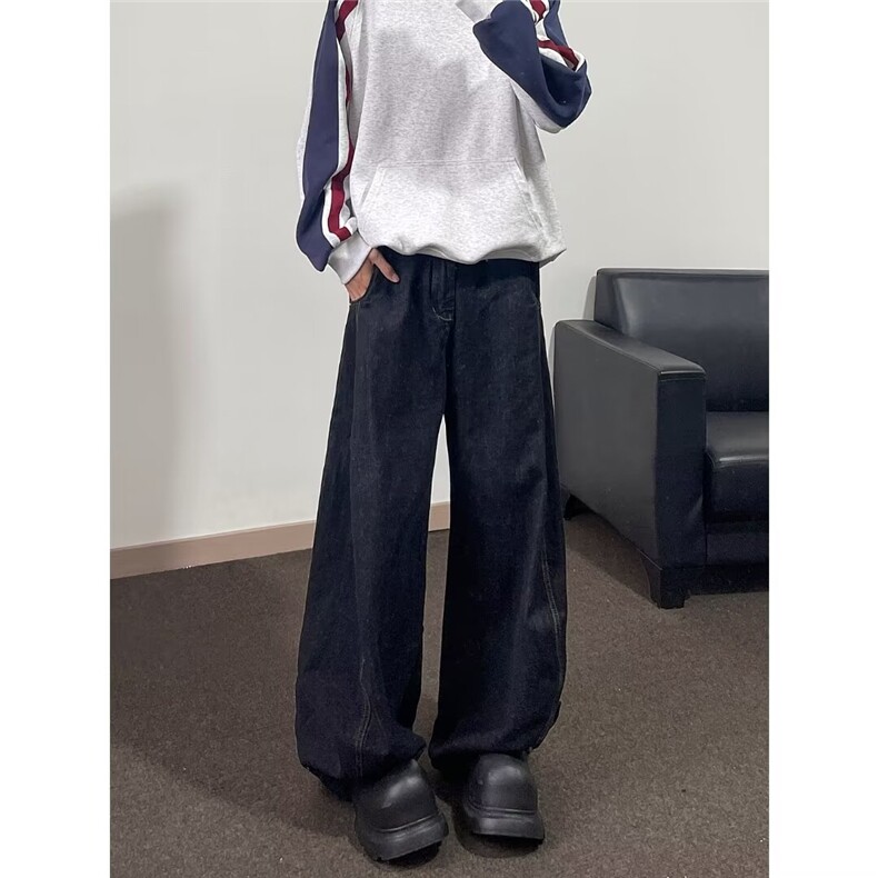 阔腿裤牛仔裤男2024秋季高腰宽松显瘦梨形身材阔腿裤子NG0011,男装牛仔裤,星座1116A-1（原606A）