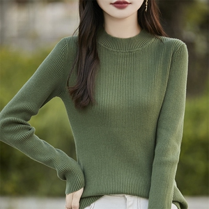 纯棉针织半高领打底衫女2025秋冬新款修身显瘦长袖保暖内搭线毛衣图片