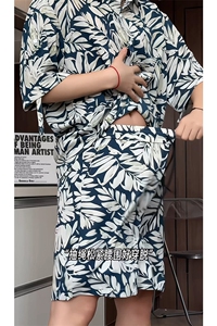 短袖衬衫男+短裤男套装男100%聚酯纤维M-5XL大码TZ78707P50控98图片