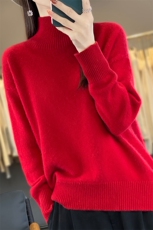 2025春秋新款羊绒衫女100纯山羊绒加厚纯色保暖针织衫半高领上衣，女装羊毛衫，昭美羊绒