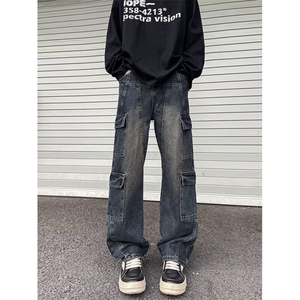 高街牛仔裤男女韩版潮流多口袋个性帅2025春季ins长裤RK2487-P55图片