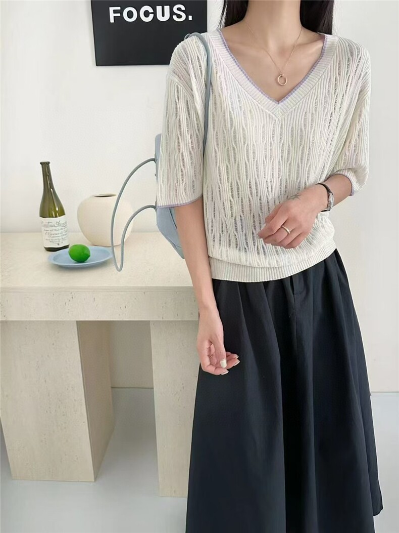 高档夏季新款t恤女短袖圆领宽松休闲正肩穿搭简约洋气小众ins，女装T恤，唐诺