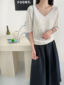 高档夏季新款t恤女短袖圆领宽松休闲正肩穿搭简约洋气小众ins,女装T恤,唐诺