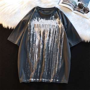 夏装潮牌纯棉水洗半袖2023港风潮牌男女短袖T恤 1555-P50 控价68图片