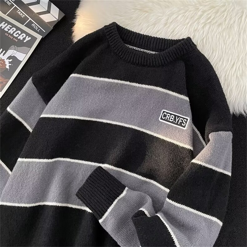 鹿毛绒美式圆领毛衣男慵懒风休闲针织衫M313P45,男装针织衫/毛衣,星座1116-2