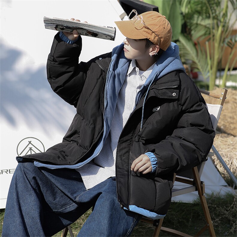 冬季情侣外套假两件棉服棉袄2023新款加厚学生面包棉衣W6207-P90图片