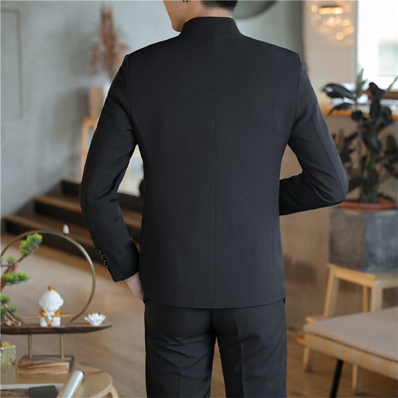 中山装西服套装男唐装西装两件套刺绣风外套A334-TZ109-P150,男装民族服装,电商B339(原A334）