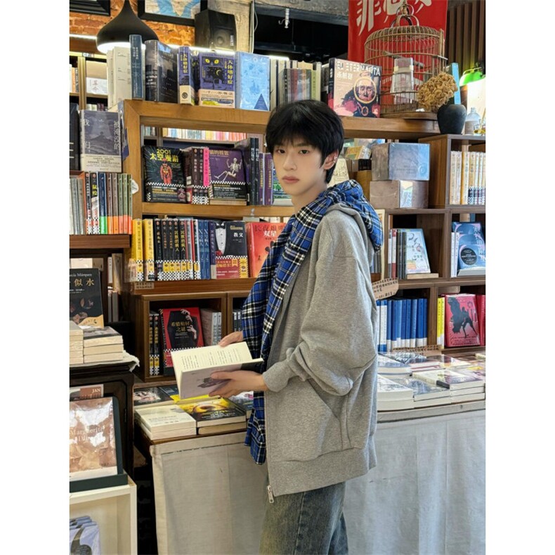 【有货】假两件格子拼接卫衣男款设计感连帽开衫外套JL97LL-特P68,男装卫衣,星座1007（原301D）