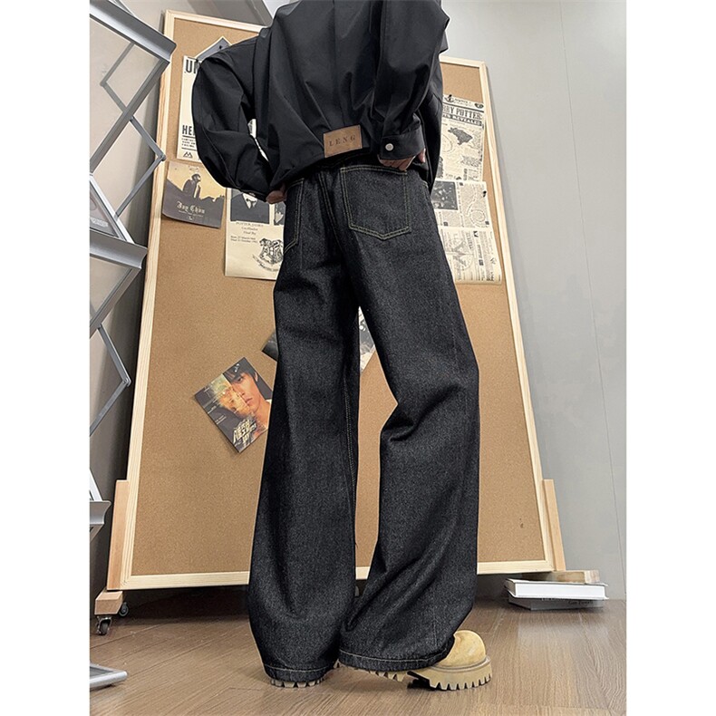 B221美式ins高街设计感宽松直筒原色牛仔裤LK25593-特P45控78,男装牛仔裤,电商B221