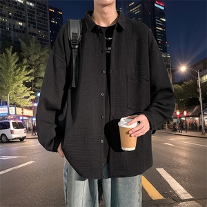 2025春季衬衫男新款港风宽松提花大码长袖衬衣CS023-P45(现货）图片
