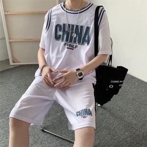 假两件篮球衣男T恤短袖ins潮流休闲球服运动套装足球衣服TY03-p36图片