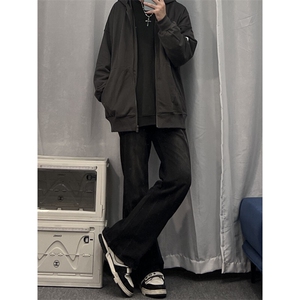 美式hiphop牛仔裤修身直筒微喇叭裤 68图片